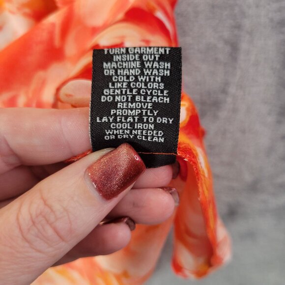 Zac&Rachel‎ Womens Tunic Top S Orange Floral Print 3/4 Sleeve Resortwear Layered - Picture 10 of 11